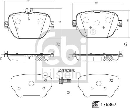 Febi Bilstein 176867 - Brake Pad Set, disc brake autospares.lv