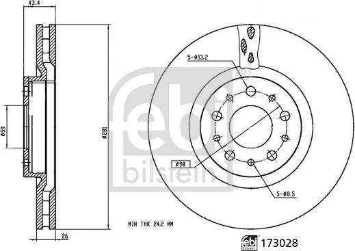 Febi Bilstein 173028 - Brake Disc autospares.lv