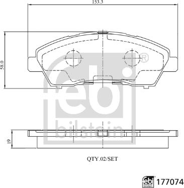 Febi Bilstein 177074 - Brake Pad Set, disc brake autospares.lv