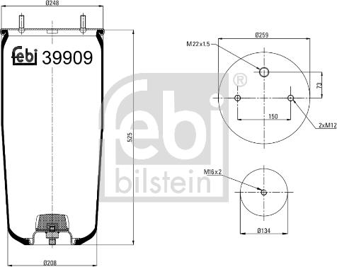 Febi Bilstein 39909 - Bellow, air suspension autospares.lv