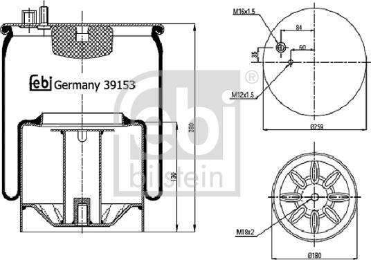 Febi Bilstein 39153 - Bellow, air suspension autospares.lv