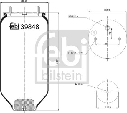 Febi Bilstein 39848 - Bellow, air suspension autospares.lv