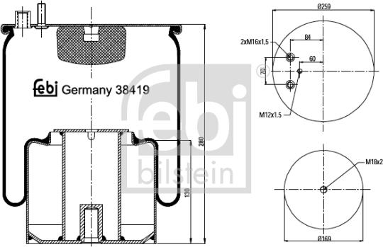 Febi Bilstein 38419 - Bellow, air suspension autospares.lv