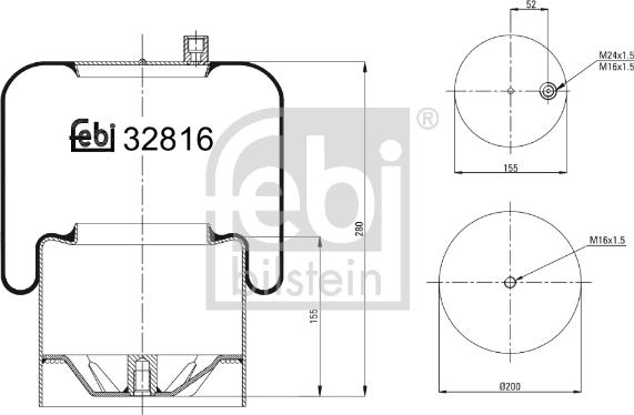 Febi Bilstein 32816 - Bellow, air suspension autospares.lv