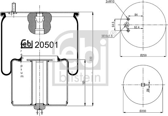 Febi Bilstein 20501 - Bellow, air suspension autospares.lv