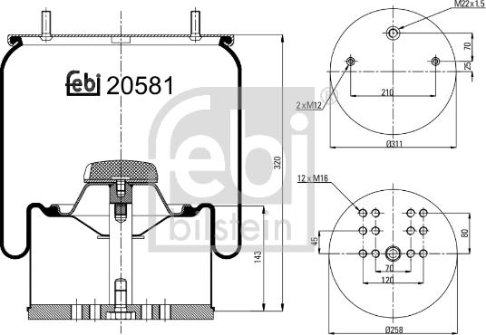 Febi Bilstein 20581 - Bellow, air suspension autospares.lv
