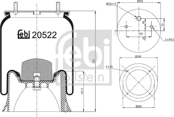 Febi Bilstein 20522 - Bellow, air suspension autospares.lv