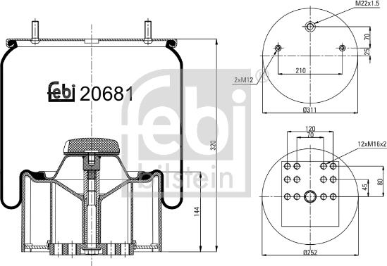 Febi Bilstein 20681 - Bellow, air suspension autospares.lv
