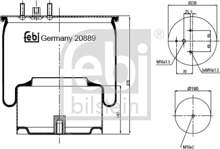 Febi Bilstein 20889 - Bellow, air suspension autospares.lv