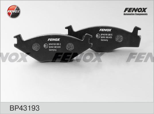 Fenox BP43193 - Brake Pad Set, disc brake autospares.lv