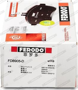 Ferodo FDB905-D - Brake Pad Set, disc brake autospares.lv