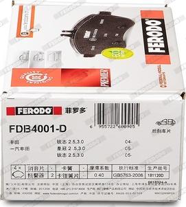 Ferodo FDB4001-D - Brake Pad Set, disc brake autospares.lv