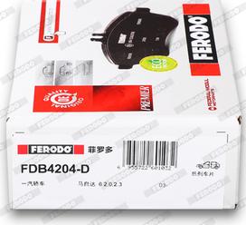 Ferodo FDB4204-D - Brake Pad Set, disc brake autospares.lv