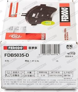Ferodo FDB5035-D - Brake Pad Set, disc brake autospares.lv