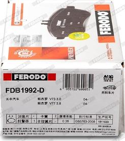 Ferodo FDB1992-D - Brake Pad Set, disc brake autospares.lv