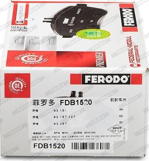 Ferodo FDB1520 - Brake Pad Set, disc brake autospares.lv