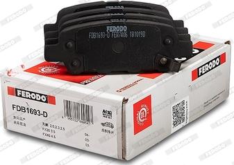 Ferodo FDB1693-D - Brake Pad Set, disc brake autospares.lv