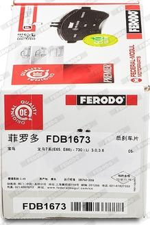 Ferodo FDB1673 - Brake Pad Set, disc brake autospares.lv