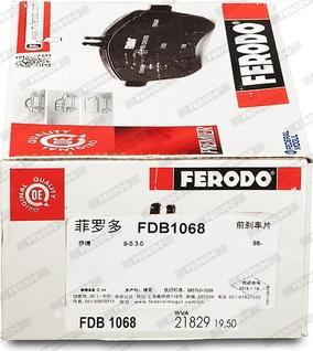 Ferodo FDB1068 - Brake Pad Set, disc brake autospares.lv