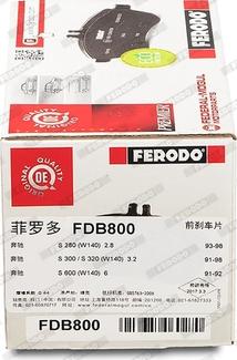 Ferodo FDB800 - Brake Pad Set, disc brake autospares.lv