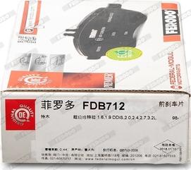 Ferodo FDB712 - Brake Pad Set, disc brake autospares.lv