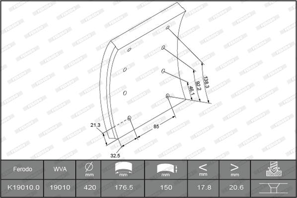 Ferodo K19010.0-F3658 - Brake Lining Kit, drum brake autospares.lv