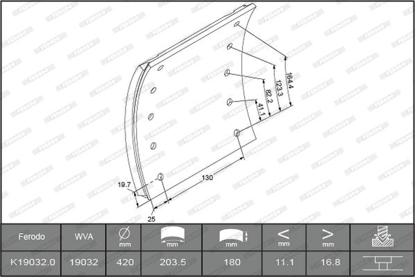 Ferodo K19032.0-F3662 - Brake Lining Kit, drum brake autospares.lv