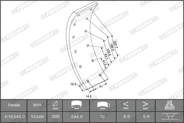 Ferodo K15349.1-F3658 - Brake Lining Kit, drum brake autospares.lv