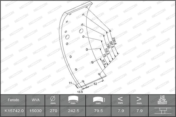 Ferodo K15742.0-F3549 - Brake Lining Kit, drum brake autospares.lv