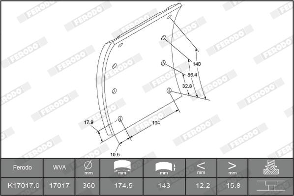 Ferodo K17017.1-F3661 - Brake Lining Kit, drum brake autospares.lv
