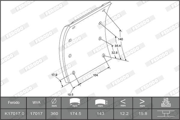 Ferodo K17017.2-F3661 - Brake Lining Kit, drum brake autospares.lv