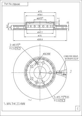 FI.BA FBD496 - Brake Disc autospares.lv