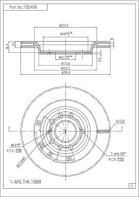 FI.BA FBD498 - Brake Disc autospares.lv