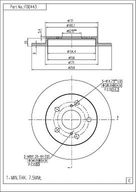 FI.BA FBD443 - Brake Disc autospares.lv