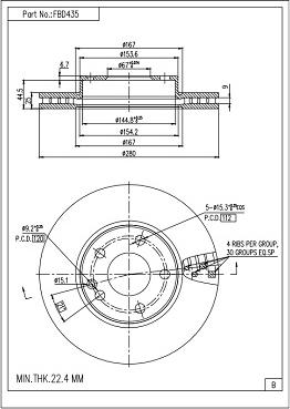 FI.BA FBD435 - Brake Disc autospares.lv