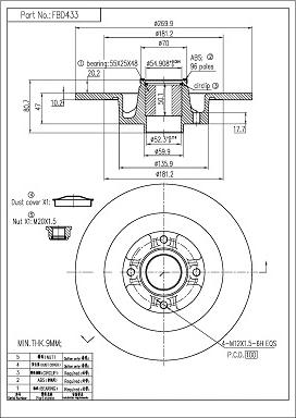 FI.BA FBD433 - Brake Disc autospares.lv