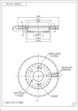 FI.BA FBD523 - Brake Disc autospares.lv