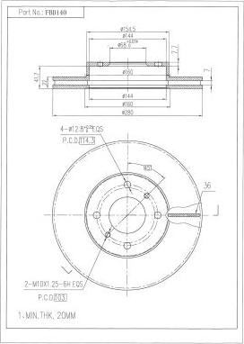 FI.BA FBD140 - Brake Disc autospares.lv