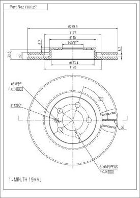 FI.BA FBD127 - Brake Disc autospares.lv