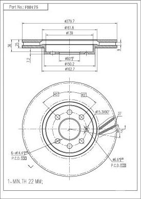 FI.BA FBD175 - Brake Disc autospares.lv