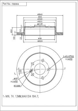 FI.BA FBD304 - Brake Disc autospares.lv