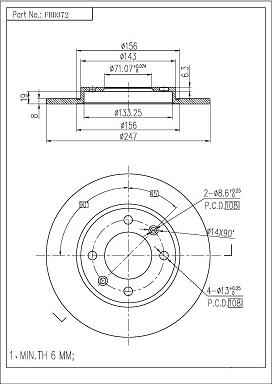 FI.BA FBD372 - Brake Disc autospares.lv