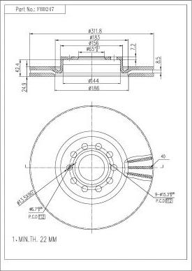 FI.BA FBD247 - Brake Disc autospares.lv