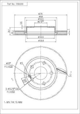 FI.BA FBD209 - Brake Disc autospares.lv