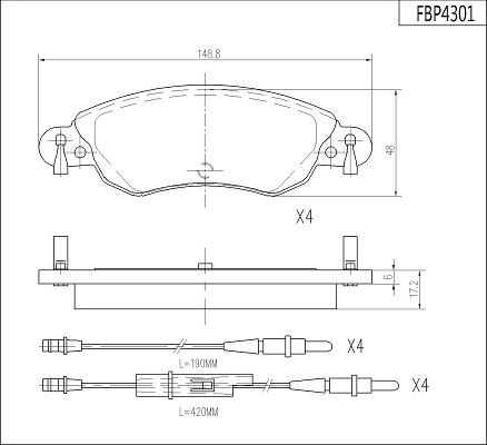 FI.BA FBP4301 - Brake Pad Set, disc brake autospares.lv