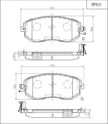 FI.BA FBP4316 - Brake Pad Set, disc brake autospares.lv