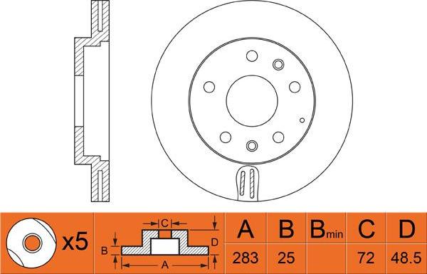 FIT FR0307V - Brake Disc autospares.lv