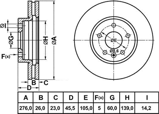 FIT FR0734V - Brake Disc autospares.lv