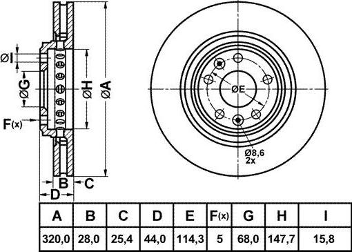 FIT FR1009V - Brake Disc autospares.lv