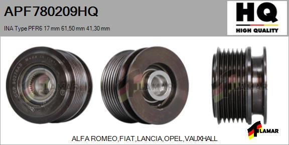 FLAMAR APF780209HQ - Pulley, alternator, freewheel clutch autospares.lv